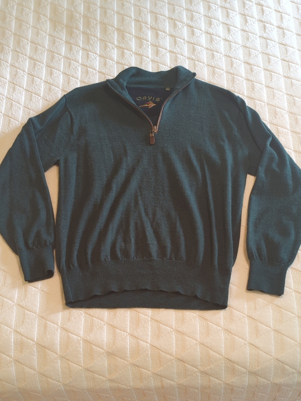 Vintage Orvis Wool Half Zip Pullover Forest Green Large